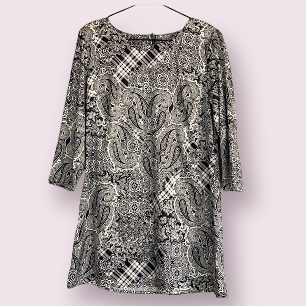 Style & Co paisley black and white dress - Picture 1 of 7